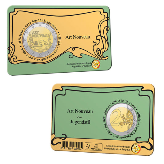 Moeda 2 Euro Arte Nova Bélgica 2023 (Coincard)
