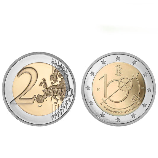 Moeda 2 Euros Centenário Aeronáutica Militar Itália 2023