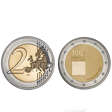 Moeda 2 Euros Centenário Fundação da Universidade de Ljubljana Eslovénia 2019
