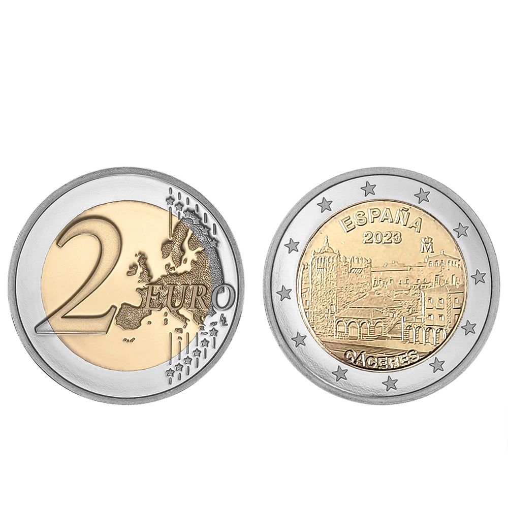 Moeda 2 Euro Cidade Velha de Cáceres Espanha 2023