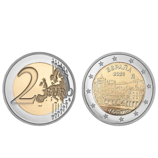 Moeda 2 Euro Cidade Velha de Cáceres Espanha 2023