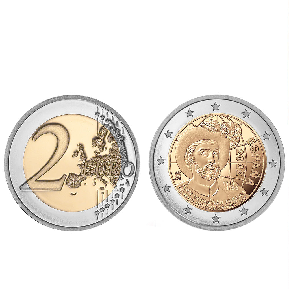 Moeda 2 Euro Circum Navegação Juan Sebastian Elcano Espanha 2022