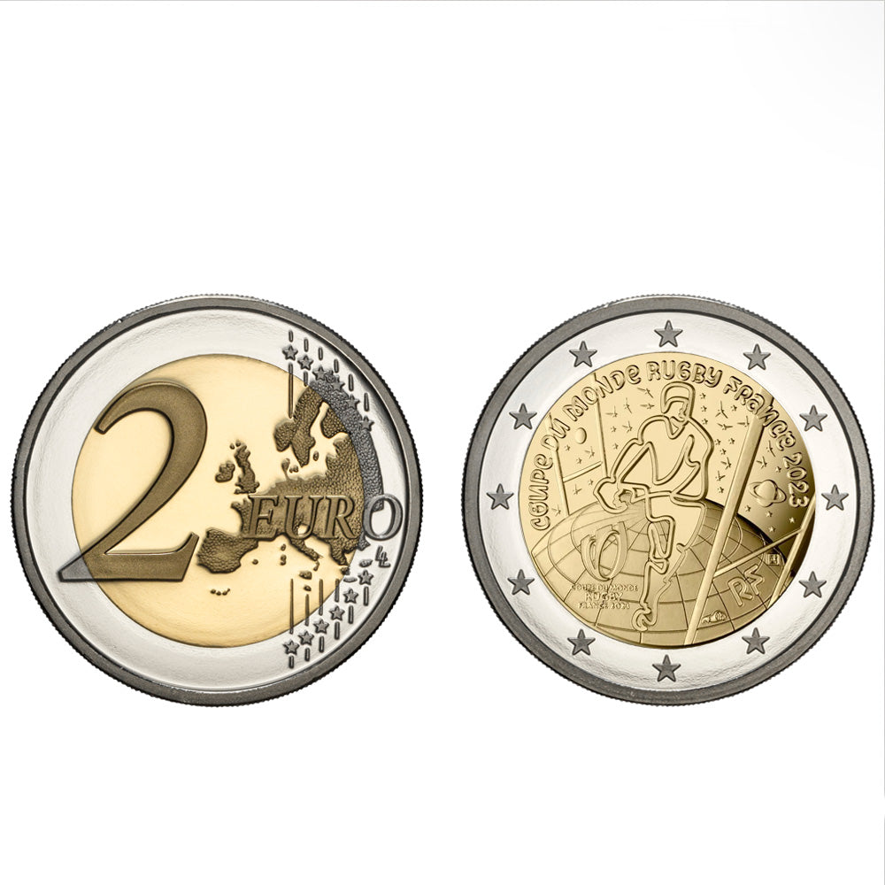 Moeda 2 Euros Copa do Mundo Rugby França 2023