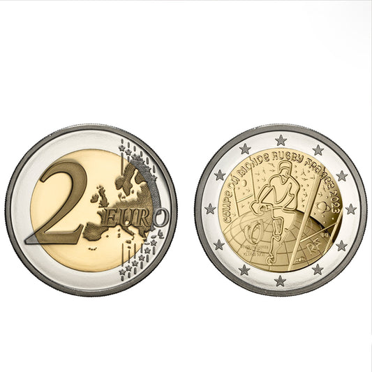 Moeda 2 Euros Copa do Mundo Rugby França 2023