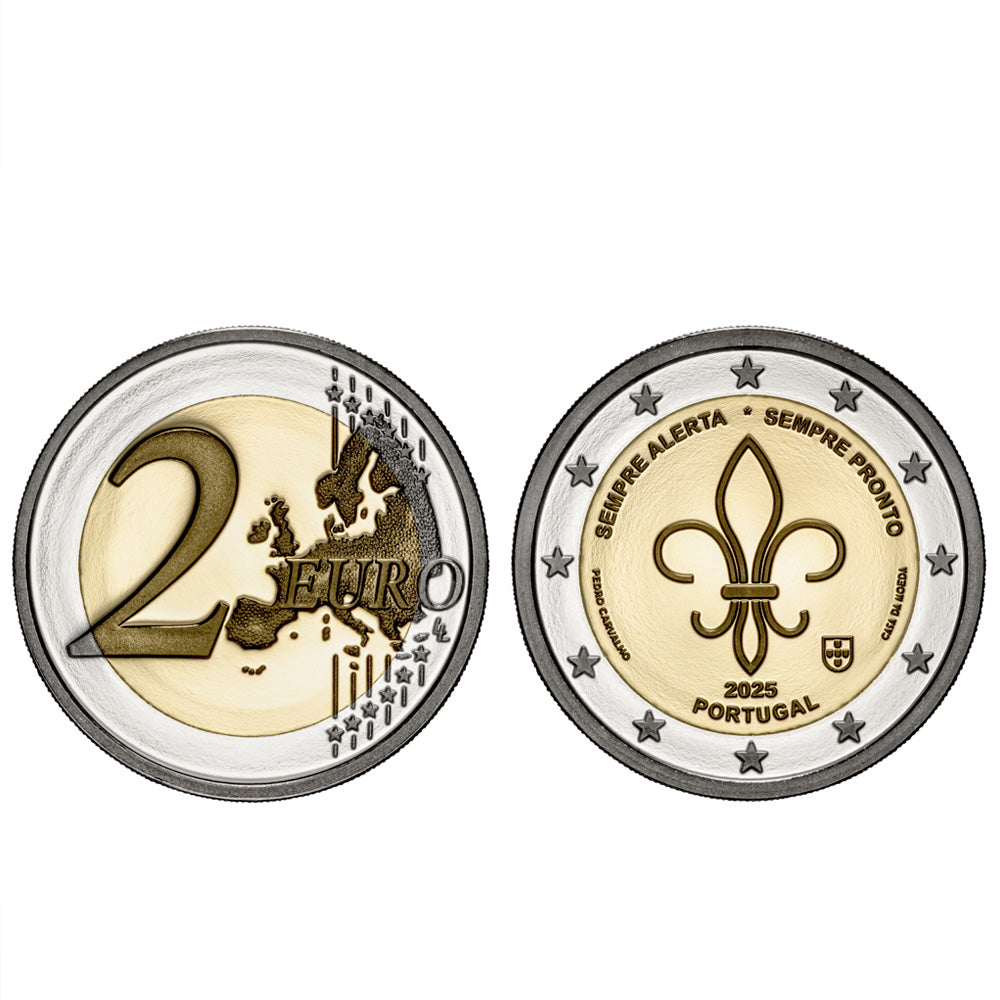 Moeda 2 Euros Escuteiros Sempre Alerta Sempre Pronto Portugal 2025 Proof