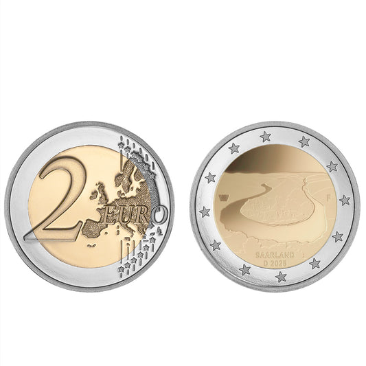 Moeda 2 Euro Estado de Sarre Meandro Saarland Alemanha 2025 F