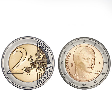 Moeda 2 Euros Leonardo da Vinci de Itália 2019