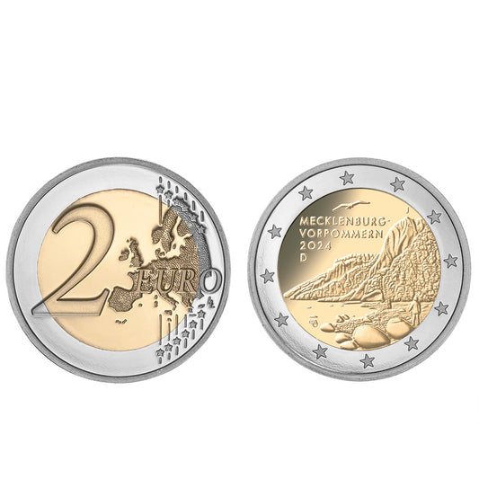 Moeda 2 Euro Mecklemburgo-Vorpommern Alemanha 2024 A