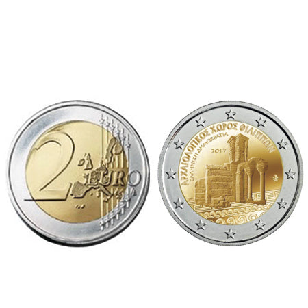 Moeda 2 Euros Philippi Archaeological Grécia 2017