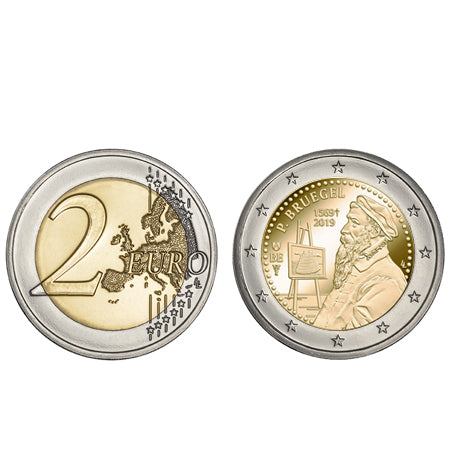 Moeda 2 Euro Pieter Bruegel Bélgica 2019 (Coincard)