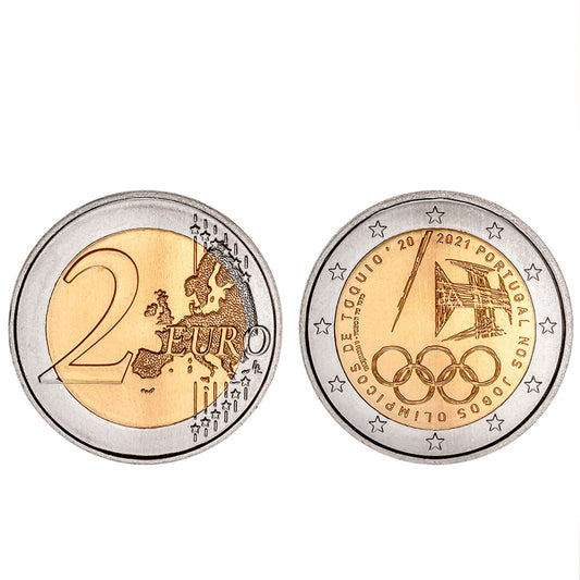 Moeda 2 Euros Portugal nos jogos Olímpicos de Tóquio Portugal 2021 Normal