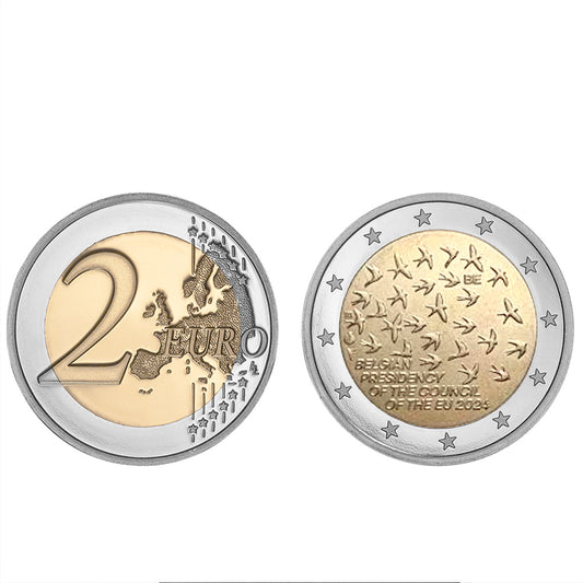 Moeda 2 Euro Presidência da Bélgica da UE Bélgica 2024  (UNC retirada de Rolo)