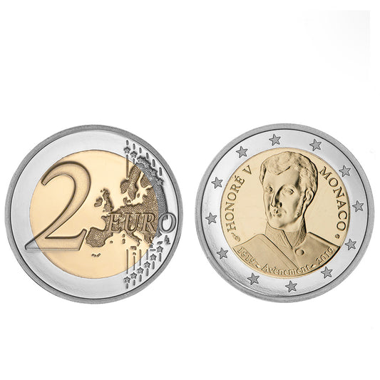 Moeda 2 Euros Príncipe Honoré V Mónaco 2019