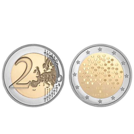 Moeda 2 Euros Cultura Financeira da Letónia 2022
