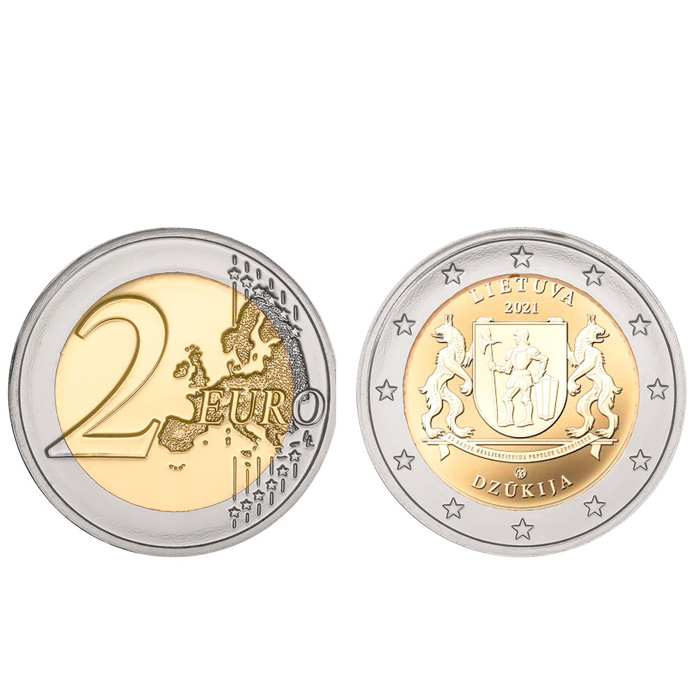 Moeda 2 Euro Região de Dzukia Lituânia 2021