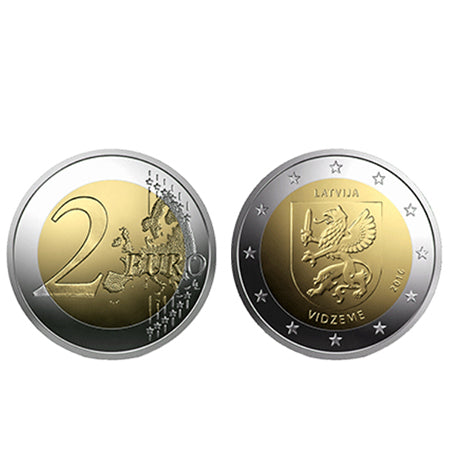 Moeda 2 Euros Região de Vidzeme Letónia 2016