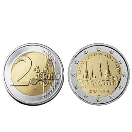 Moeda 2 Euros Riga Capital Europ. Cultura Letónia 2014