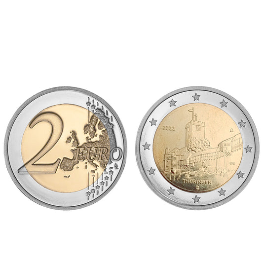 Moeda 2 Euro Thuringenn Alemanha 2022 D