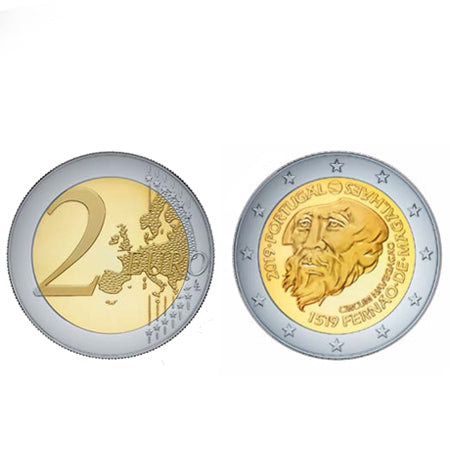 Moeda 2 Euro Viagem de Circum Navegação Fernão de Magalhães Proof Portugal 2019