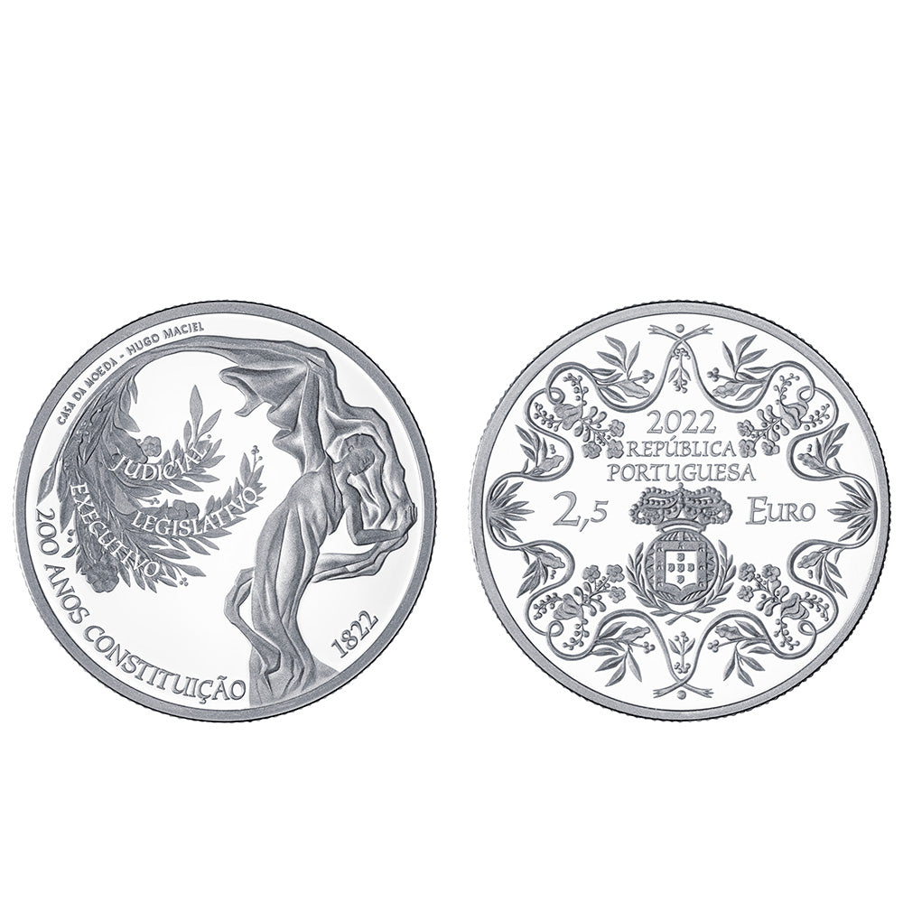 Moeda 2,5€ 200 Anos da constituição Portugal 2022 Prata Proof