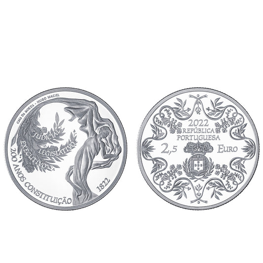 Moeda 2,5€ 200 Anos da constituição Portugal 2022 Prata Proof