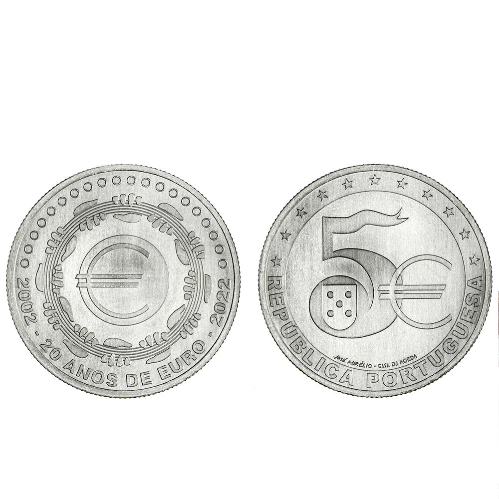 Moeda 5€ 20 Anos do Euro Portugal 2022 Cuproníquel