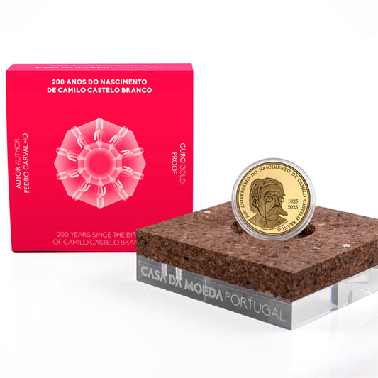 Moeda 5€ 200 Anos Nascimento Camilo Castelo Branco Portugal 2025 Ouro Proof