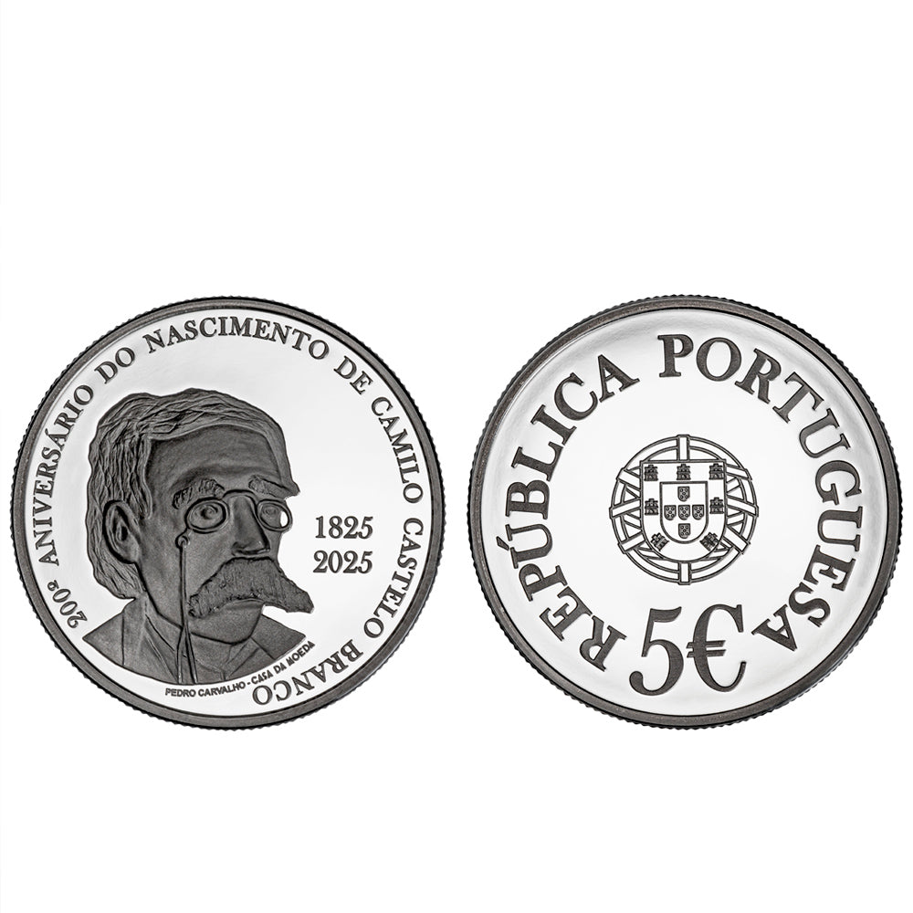 Moeda 5€ 200 Anos Nascimento Camilo Castelo Branco Portugal 2025 Prata Proof