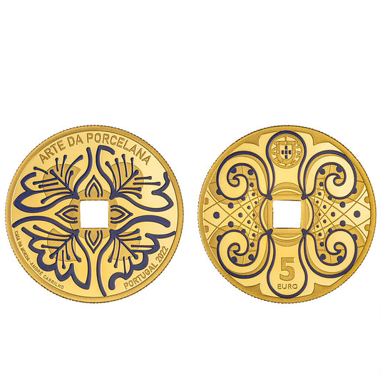 Moeda 5€ Arte da Porcelana Portugal 2022 Ouro Proof