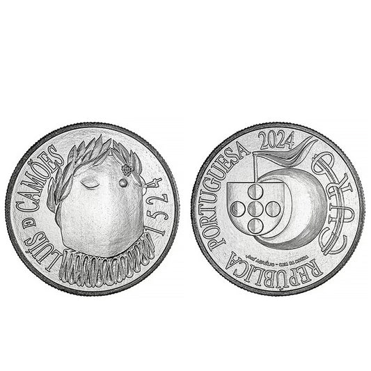 Moeda 5 Euros Luís Camões Portugal 2024 Cuproníquel