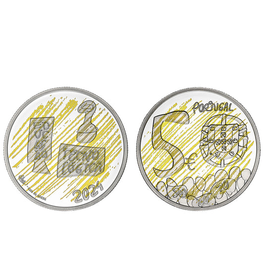 Moeda 5 Euros O Conhecimento Portugal 2024 Prata Proof