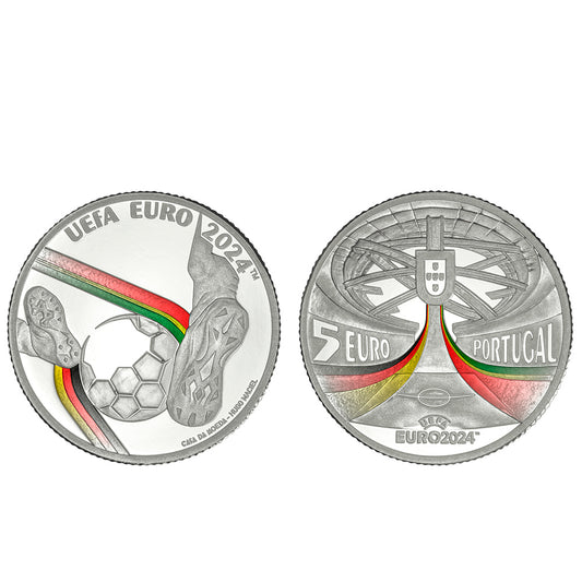 Moeda 5 Euros UEFA 2024 Portugal 2024 Prata Proof