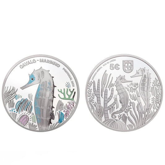 Moeda 5€ Cavalo-Marinho Portugal 2021 Prata Proof