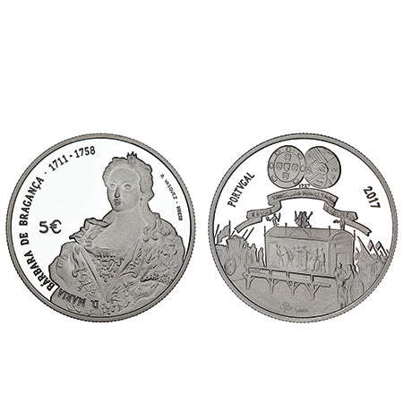 Moeda 5€  D Maria Bárbara de Bragança Prata Proof Portugal 2017