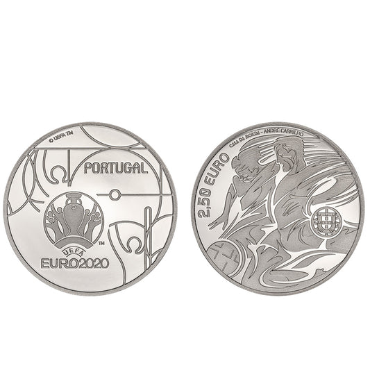 Moeda 2,5€ Comemorativa Euro 2020 Portugal prata proof