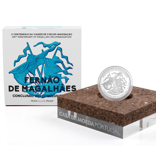 Moeda 7,5€ Fernão de Magalhães Circum Navegação  Conclusão por Elcano 1522 Portugal 2022 Prata Proof