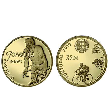 Moeda 7,5€ Joaquim Agostinho Ouro Proof Portugal 2019