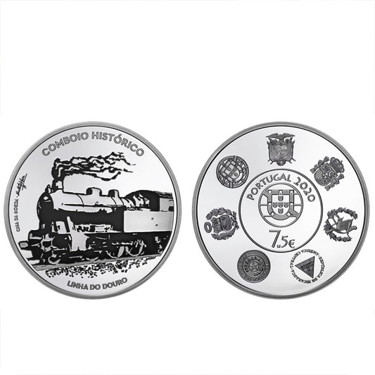 Moeda 7,5€ Comboios Históricos Prata Proof Portugal 2020