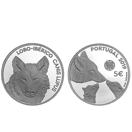 Moeda 5€ Lobo Ibérico Prata Proof Portugal 2019