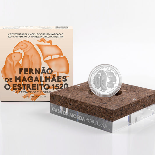 Moeda 7,5€ Comemorativa Fernão Magalhães "O Estreito" 1520 Portugal 2020 Prata Proof