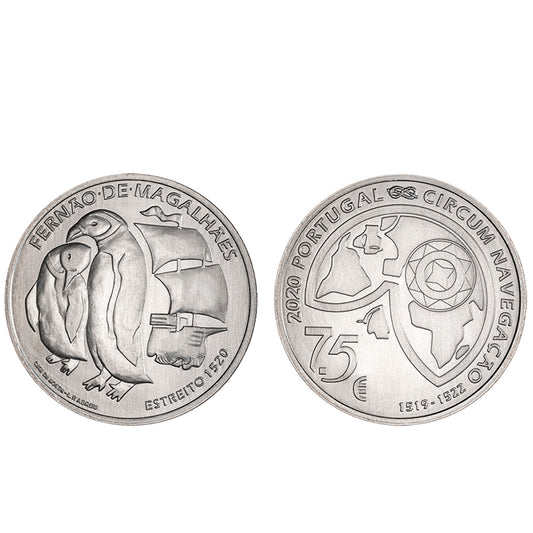 Moeda 7,5€ Comemorativa Fernão Magalhães "O Estreito" 1520 Portugal 2020 prata 500