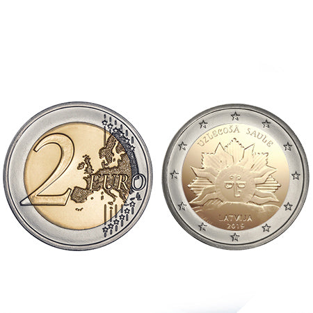 Moeda 2 Euros Sol Nascente Letónia 2019