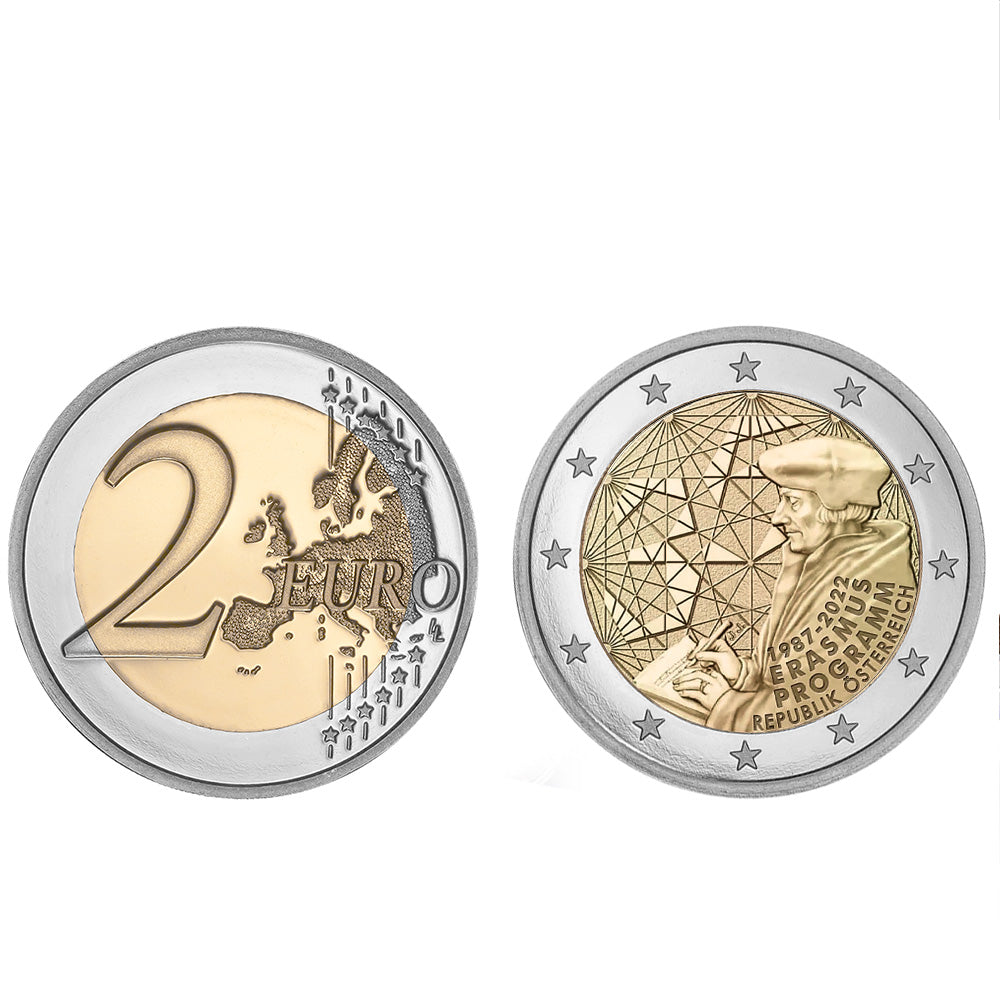 Moeda 2 Euros Erasmus Áustria 2022