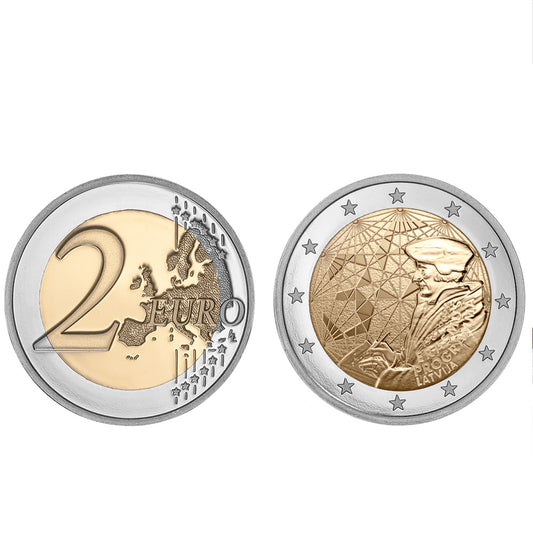 Moeda 2 Euros Erasmus Letónia 2022