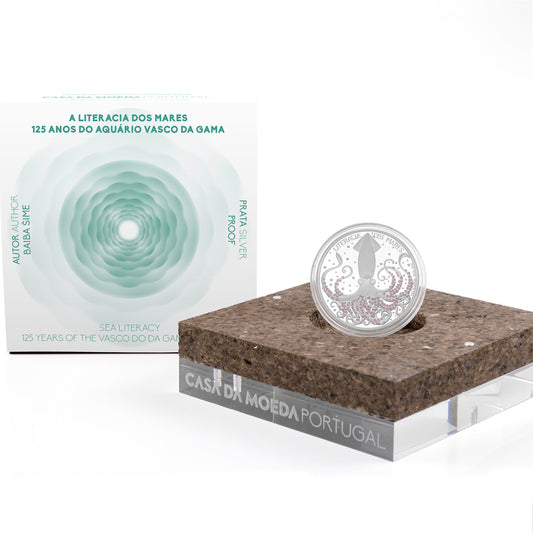 Moeda 7,5€ "Literacia dos Mares" (125 Anos do Aquário Vasco da Gama) Prata Proof Portugal 2023