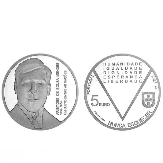 Moeda 5€ Aristides de Sousa Mendes Portugal 2021 Prata Proof