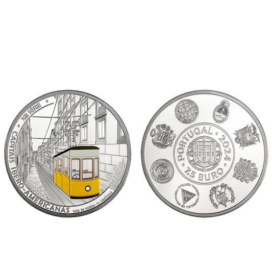 Moeda 7,50€ Capitais Ibero-Americanas "Lisboa" Portugal 2024 Prata Proof