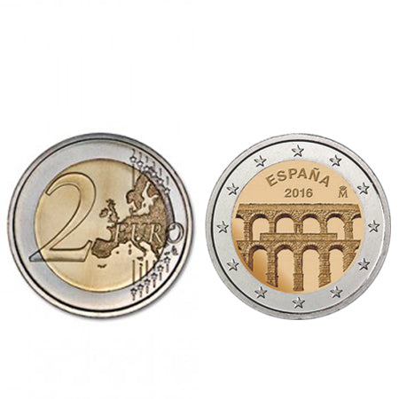 Moeda 2 Euro Espanha 2016  Aqueduto de Segóvia