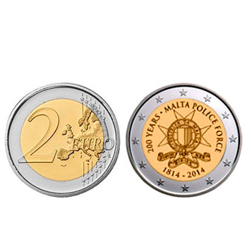 2 Euros 200 Anos Policia de Malta Malta 2014