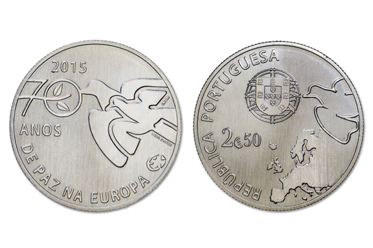 Moeda 2,5€ Comemorativa 70 Anos Paz na Europa - Portugal 2015
